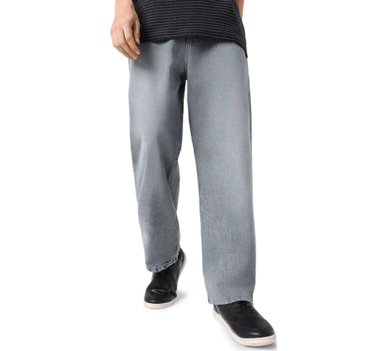 Men's Loose Baggy Fit Washed Non-Stretchable Jeans