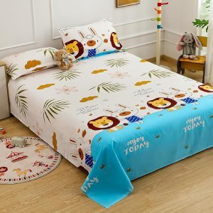 Cartoon Design in White & Brown Bedsheet