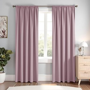 Solid Lavender Polyester 75% Blackout Curtain