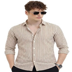 Casual Printed Striped Stylish Latest Formal Plus Size Shirt for Men