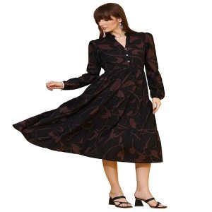 Women's Casual Full Sleeve Crepe Fit & Flare Dress